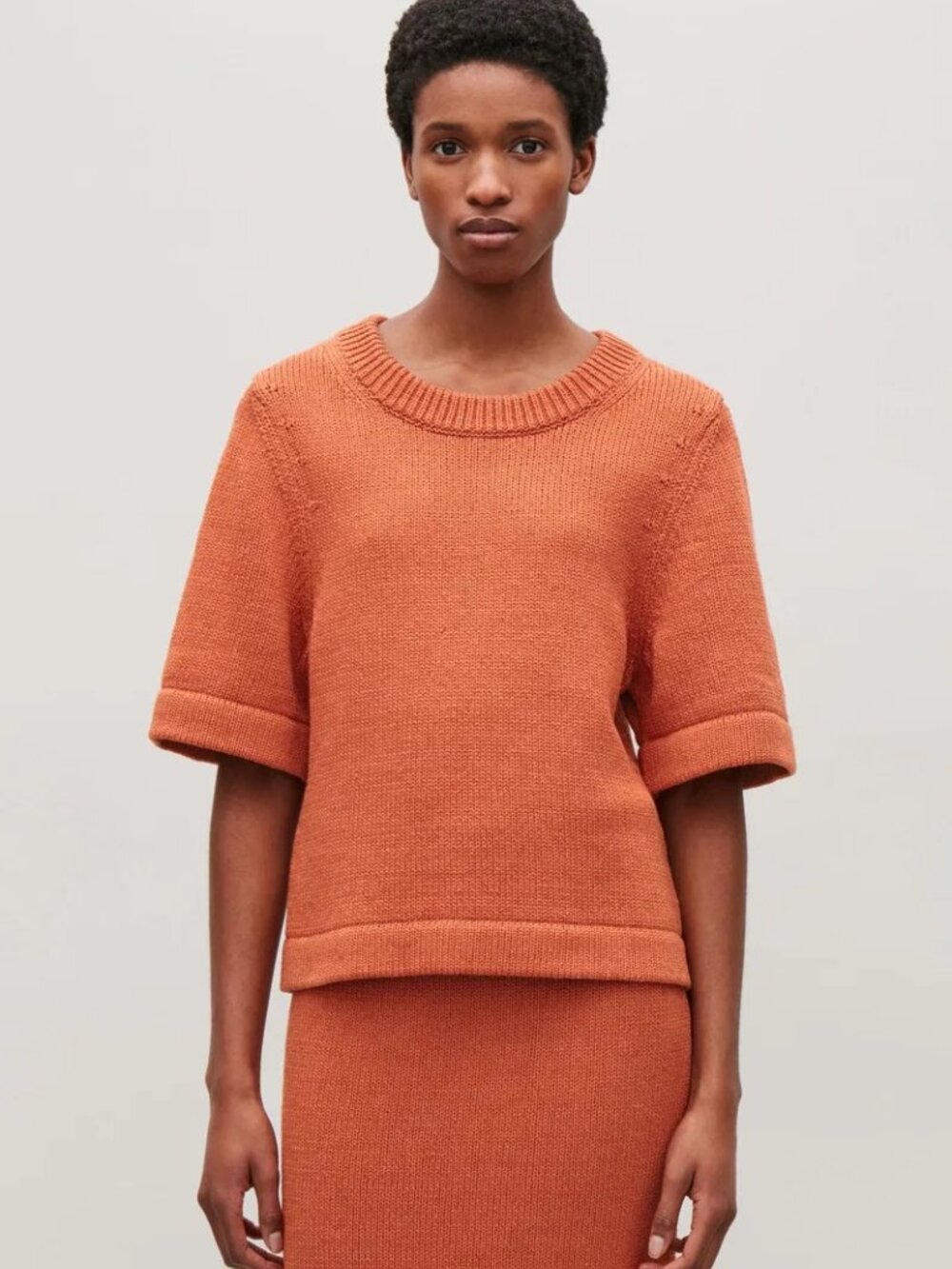 COS | Orange Cotton-Linen Knit Sweater XS